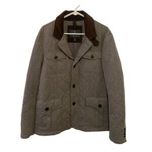 Kent & Curwen Men's Jacket 4 pocket Gray Quilted Brown Collar size L